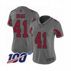 Women's Arizona Cardinals #41 Kenyan Drake Limited Silver Inverted Legend 100th Season Football Jersey