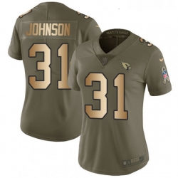 Womens Nike Arizona Cardinals 31 David Johnson Limited OliveGold 2017 Salute to Service NFL Jersey