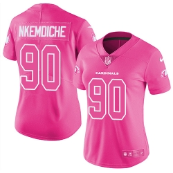 Womens Nike Cardinals #90 Robert Nkemdiche Pink  Stitched NFL Limited Rush Fashion Jersey