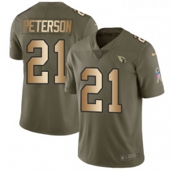 Youth Nike Arizona Cardinals 21 Patrick Peterson Limited OliveGold 2017 Salute to Service NFL Jersey