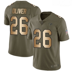 Falcons 26 Isaiah Oliver Olive Gold Men Stitched Football Limited 2017 Salute To Service Jersey