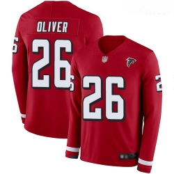 Falcons 26 Isaiah Oliver Red Team Color Men Stitched Football Limited Therma Long Sleeve Jersey