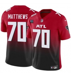 Men Atlanta Falcons 70 Jake Matthews Red Black 2024 F U S E With 4 Star C Patch Vapor Untouchable Limited Stitched Football Jersey