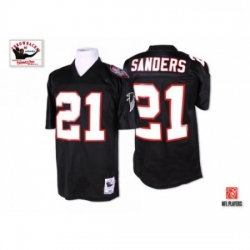 Men Mitchell and Ness Atlanta Falcons 21 Deion Sanders Authentic Black Throwback NFL Jersey