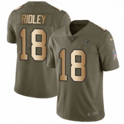 Men Nike Atlanta Falcons 18 Calvin Ridley Limited Olive Gold 2017 Salute to Service NFL Jersey