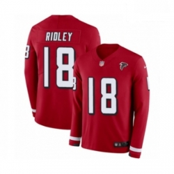 Men Nike Atlanta Falcons 18 Calvin Ridley Limited Red Therma Long Sleeve NFL Jersey