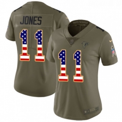 Womens Nike Atlanta Falcons 11 Julio Jones Limited OliveUSA Flag 2017 Salute to Service NFL Jersey