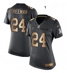 Womens Nike Atlanta Falcons 24 Devonta Freeman Limited BlackGold Salute to Service NFL Jersey