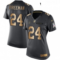 Womens Nike Atlanta Falcons 24 Devonta Freeman Limited BlackGold Salute to Service NFL Jersey