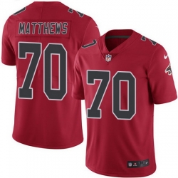 Falcons 70 Jake Matthews Red Youth Stitched Football Limited Rush Jersey