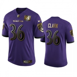 Baltimore Ravens 36 Chuck Clark Men Nike Purple Team 25th Season Golden Limited NFL Jersey