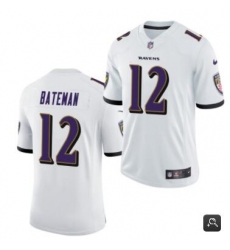 Men Baltimore Ravens #12 Rashod Bateman White 2021 Vapor Untouchable Limited Stitched NFL Jersey