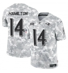 Men Baltimore Ravens 14 Kyle Hamilton 2024 F U S E Arctic Camo Salute To Service Limited Stitched Football Jersey