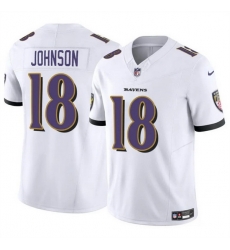 Men Baltimore Ravens 18 Diontae Johnson White 2023 F U S E Vapor Limited Football Jersey