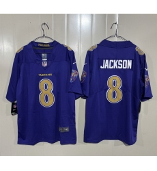 Men Baltimore Ravens  8 Lamar Jackson Purple 2026 Alternate Vapor Stitched Limited Football Jersey