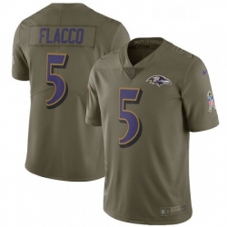 Mens Nike Baltimore Ravens 5 Joe Flacco Limited Olive 2017 Salute to Service NFL Jersey