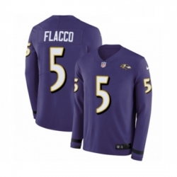 Mens Nike Baltimore Ravens 5 Joe Flacco Limited Purple Therma Long Sleeve NFL Jersey