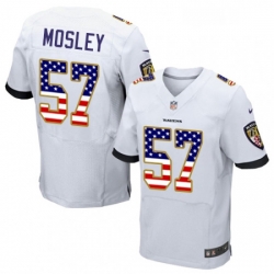 Mens Nike Baltimore Ravens 57 CJ Mosley Elite White Road USA Flag Fashion NFL Jersey