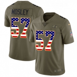 Mens Nike Baltimore Ravens 57 CJ Mosley Limited OliveUSA Flag Salute to Service NFL Jersey