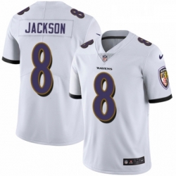 Mens Nike Baltimore Ravens 8 Lamar Jackson White Vapor Untouchable Limited Player NFL Jersey