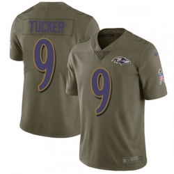 Mens Nike Baltimore Ravens 9 Justin Tucker Limited Olive 2017 Salute to Service NFL Jersey