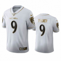 Men's Ravens Justin Tucker White 100th Season Golden Edition Jersey