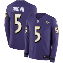 Nike Baltimore Ravens 15 Marquise Brown Purple Team Color Men Stitched NFL Limited Therma Long Sleeve Jersey