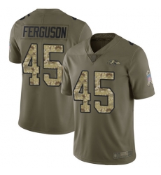 Ravens 45 Jaylon Ferguson Olive Camo Men Stitched Football Limited 2017 Salute To Service Jersey