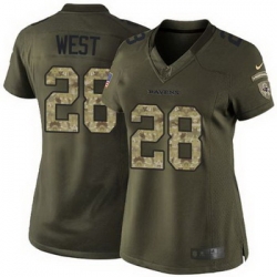 Nike Ravens 28 Terrance West Green Womens Stitched NFL Limited Salute to Service Jersey