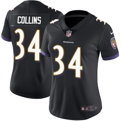 Nike Ravens #34 Alex Collins Black Alternate Womens Stitched NFL Vapor Untouchable Limited Jersey