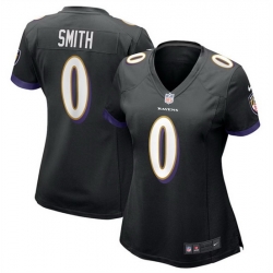 Women Baltimore Ravens 0 Roquan Smith Black Football Jersey  Run Small