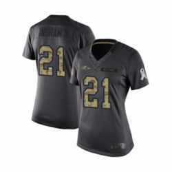 Womens Baltimore Ravens 21 Mark Ingram II Limited Black 2016 Salute to Service Football Jersey