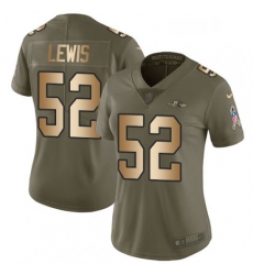 Womens Nike Baltimore Ravens 52 Ray Lewis Limited OliveGold Salute to Service NFL Jersey