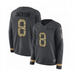 Womens Nike Baltimore Ravens 8 Lamar Jackson Limited Black Salute to Service Therma Long Sleeve NFL Jersey