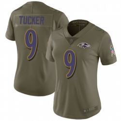 Womens Nike Baltimore Ravens 9 Justin Tucker Limited Olive 2017 Salute to Service NFL Jersey