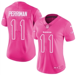 Womens Nike Ravens #11 Breshad Perriman Pink  Stitched NFL Limited Rush Fashion Jersey