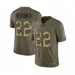 Youth Baltimore Ravens 22 Mark Ingram II Limited Olive Camo Salute to Service Football Jersey