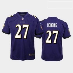 youth j.k. dobbins baltimore ravens purple game jersey 