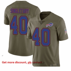 Bills 40 Devin Singletary Olive Men Stitched Football Limited 2017 Salute To Service Jersey