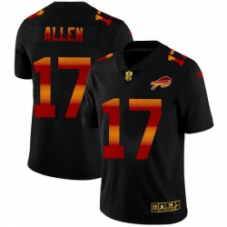 Buffalo Bills 17 Josh Allen Men Black Nike Red Orange Stripe Vapor Limited NFL Jersey