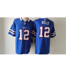 Men Buffalo Bills 12 Jim Kelly Blue 2023 F U S E  Vapor Untouchable Limited Stitched Jersey