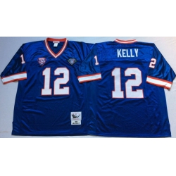 Men Buffalo Bills 12 Jim Kelly Blue M&N Throwback Jersey