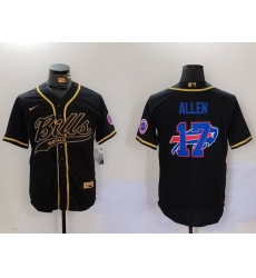 Men Buffalo Bills 17 Josh Allen Black Cool Base Stitched Baseball Jersey