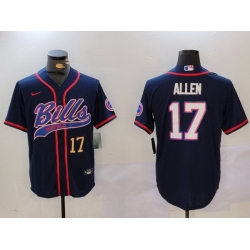 Men Buffalo Bills 17 Josh Allen Navy Team Cool Base Stitched Baseball Jersey 1