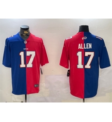 Men Buffalo Bills 17 Josh Allen Royal Red Split Limited Stitched Jersey