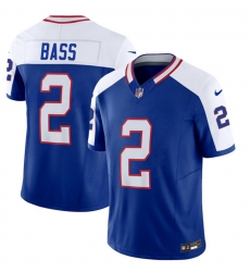 Men Buffalo Bills 2 Tyler Bass Blue White 2023 F U S E  Throwback Vapor Untouchable Limited Stitched Jersey