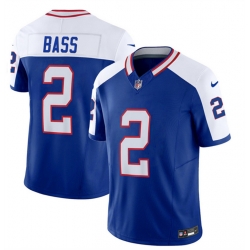 Men Buffalo Bills 2 Tyler Bass Blue White 2023 F U S E  Throwback Vapor Untouchable Limited Stitched Jersey