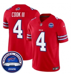 Men Buffalo Bills  4 James Cook III Red F U S E  2026 Inaugural Season at Highmark Stadium Stitched Football Jersey