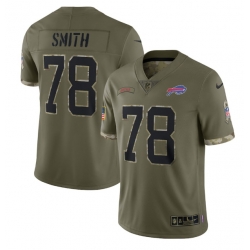 Men Buffalo Bills 78 Bruce Smith Olive 2022 Salute To Service Limited Stitched Jersey