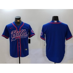 Men Buffalo Bills Blank  Blue Team Cool Base Stitched Baseball Jersey 1